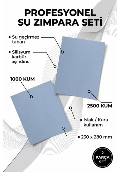 Starcke Su Zımparası Seti 1000-2500 Kum 230x280 Mm 2 Parça Islak Kuru Tabaka