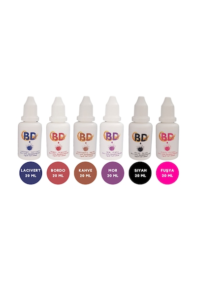 Bd 6'lı Sıvı Gıda Boyası Seti 20 Ml Lacivert, Bordo, Kahve, Mor, Siyah, Fuşya