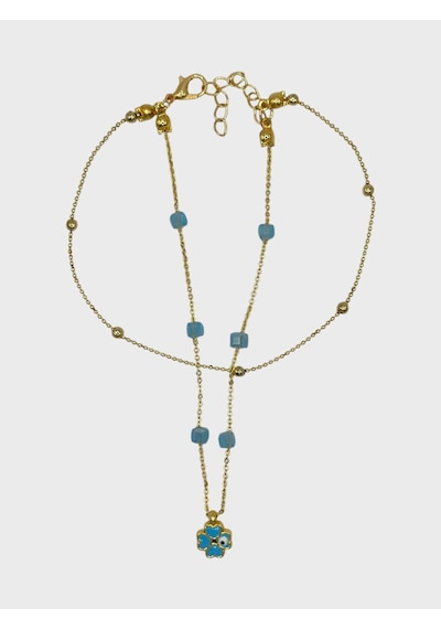 Arnes Jewelry Çelik Nazar Boncuklu Yoncalı Dorikalı Halhal Ar594nes Gold