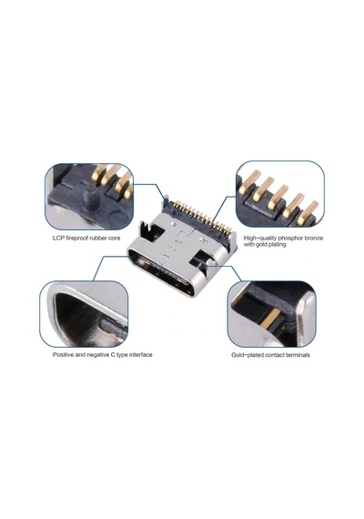 Ic-266b-4 Dişi Type-c Soket Usb-c Konnektör Şase 16 Pin