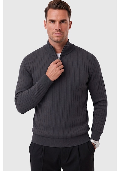 Deepsea Erkek Slim Fit Tüylenmeyen Füme Çizgi Dokulu Triko Kazak Fermuarlı Dik Yaka Esnek 2708504 Deepsea Erkek Slim Fit Tüylenmeyen Füme Çizgi Dokulu Triko Kazak Fermuarlı Dik Yaka Esnek 2708504
