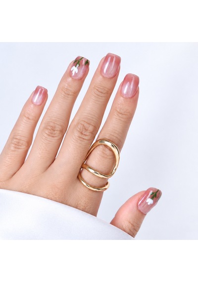 Pembe Nail Art Kısa Balerin 10'lu Tekrar Kullanılabilir El Yapımı Protez Takma Tırnak Ekyl3022 M