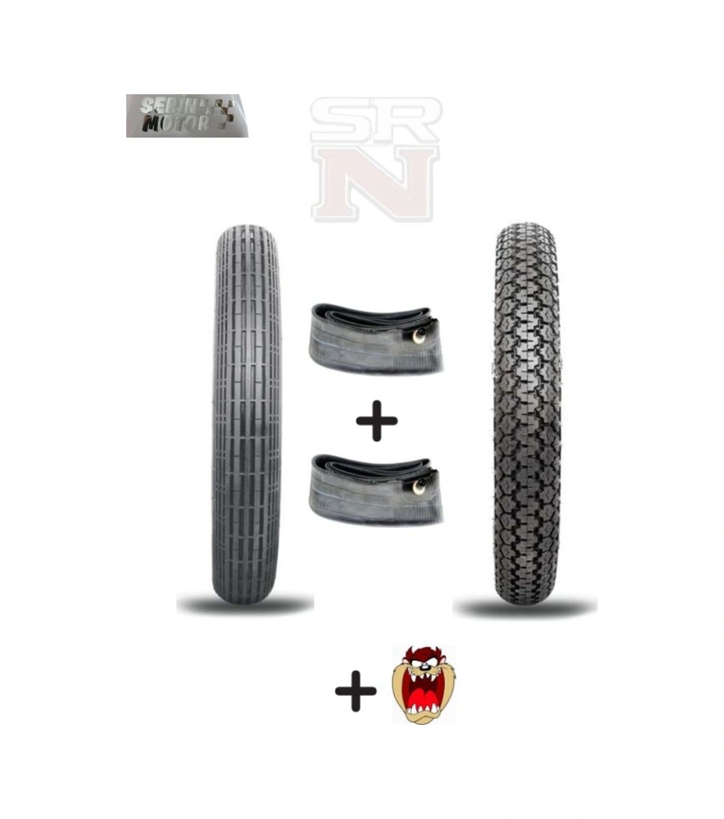 Cup Sfc Kh 17-17 İç Dış Kalın Lastik Seti Ön 2.50x17 Çizgili-arka 2.75x17 Dişli + Tzmnya Sticker