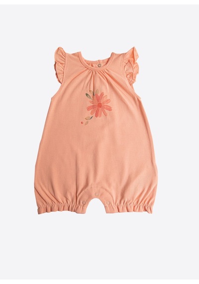 Kitikate Organik Bloomie 2'li Şort Tulum Turuncu
