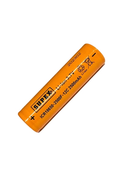 Supex Icr18650 3.7v 2500mah Li-ion Şarjlı Pil 12c Deşarj Akımı Başsız