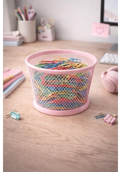 Nd-1021 Premium Metal Tel Kalemlik Pembe Ofis & Home Ofis Düzenleyici Pembe