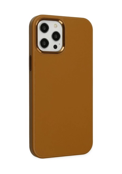 Apple Uyumlu iPhone 12 Pro Max Uyumlu Kılıf Asya Deri Silikon - Kahverengi