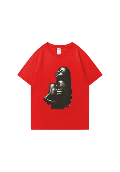 Flood Of Style Mizah Aşk Deluxe S-sade Dünya Turu T Shirt Erkek Kadın Artı Boyutu Vintage Kısa Kollu Kırmızı