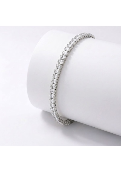 4mm Zirkon Taşlı Ayarlanabilir Su Yolu Kadın Bileklik Gümüş
