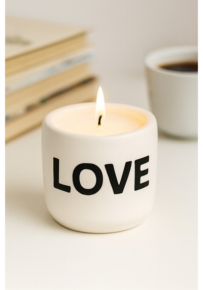 Dekoratif Kokulu Mum Love Beyaz Love