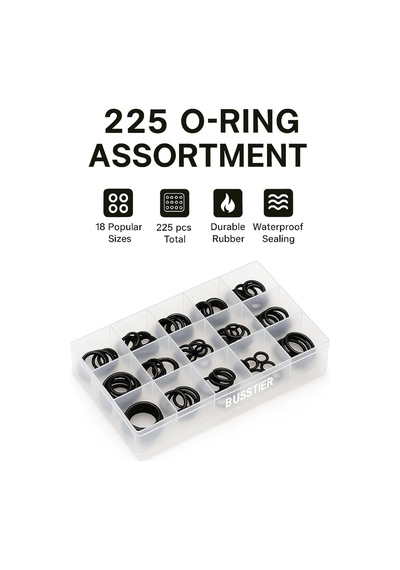 Busstier 225 Parça Kauçuk O-ring Conta Seti Su Geçirmez Sızdırmazlık Halkası Assortment Tamir Bakım Seti 18 Fark Diğer