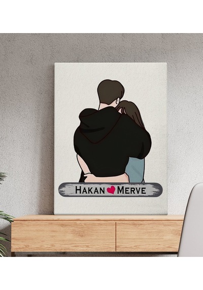 Bk Gift Kişiye Özel Sarılan Sevgili Tasarımlı Kanvas Tablo-1 50x70 , Sevgiliye Hediye, Sevgililer Günü Hediyesi Kobitmeyencom33692 Bk Gift