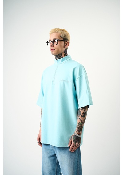 Respire Erkek Be Kind Nakışlı Yarım Fermuarlı Oversize T-shirt Bebe Mavi Bebek Mavisi Respire Erkek Be Kind Nakışlı Yarım Fermuarlı Oversize T-shirt Bebe Mavi Bebek Mavisi