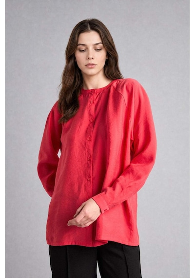 Defacto Relax Fıt Modal Uzun Kollu Koyu Mercan Tunik H5279ax26smrd352 Kırmızı-rd352
