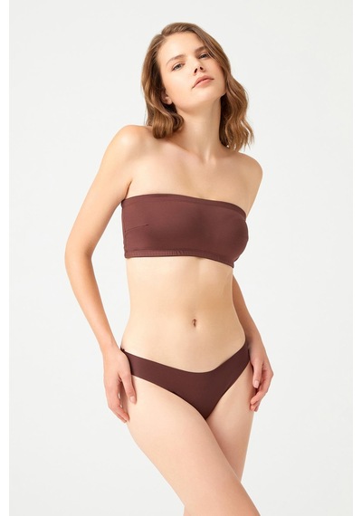 Cottonhill Straplez Crop Top Büstiyer Koyu Kahverengi Koyu Kahve