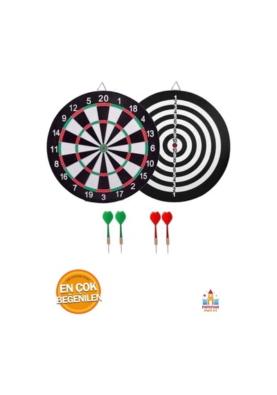 Eğlenceli Dart Oyun Seti - Çift Taraflı 30 Cm Dart Tahtası Ve 6 Ok İle