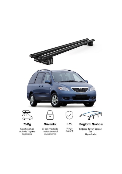 Pençe Mazda 5 Mpv 2005-2010 Uyumlu Siyah Ara Atkı Port Bagaj Tavan Barı