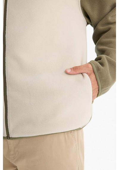 Defacto Relax Fit Yarım Balıkçı Yaka Fermuarlı Polar Hırka F0449ax25aukh401 Haki-kh401