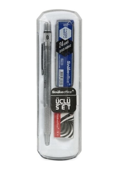 Scrikss Graph-x Metal Versatil Kalem 0.7 Mm Saten Gri 3'lü Set