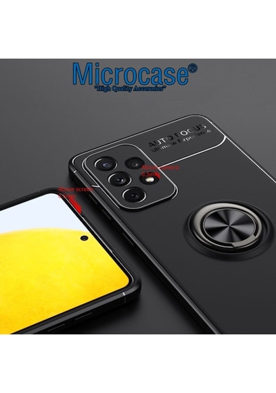 Samsung Uyumlu Galaxy A73 5G Focus Yüzük Standli Silikon Kilif - Siyah 548776649