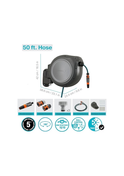 Gardena 8040 50 Ayak Duvara Monte Geri Çekilebilir Makara Hortum Diğer