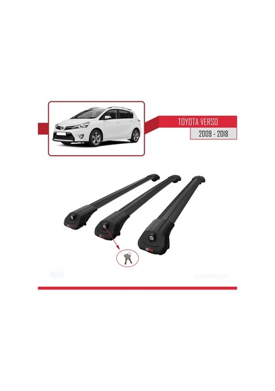 Toyota Verso 2009-2018 Arası İle Uyumlu Ace-1 Ara Atkı Tavan Barı Siyah 3 Adet Bar