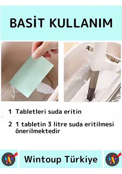 Wintoup Fayans Ahşap Parçalanabilir Pratik Zemin Parlatma Temizleme Tableti 40'lı