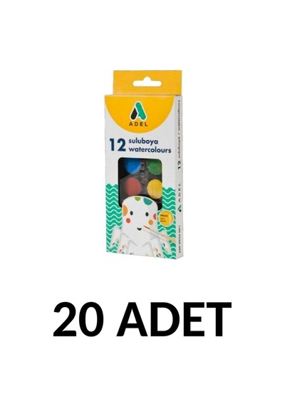 20 Adet Sulu Boya 12 Renk Fırçalı 12 Renk