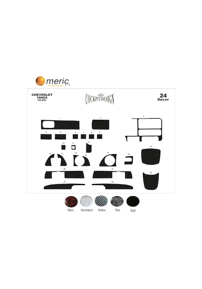 Meriç® Chevrolet Tahoe Ön Torpido Kaplama 24 Parça 1995-1999 (530156067)