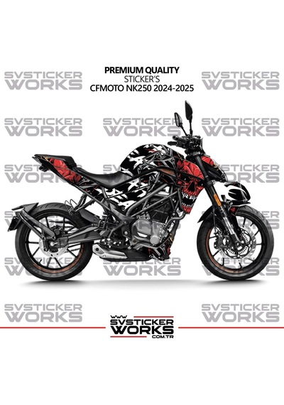 Cfmoto 250nk Kaplama Sticker Death Design Motor Kaplama Modeli Hazır Kit 2023-2026 Uyumlu Siyah