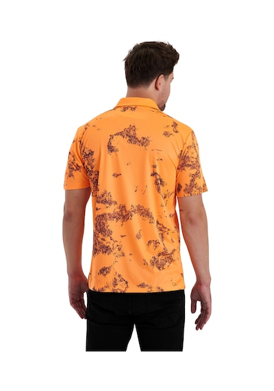 Gölge Desenli Spor Polo Yaka Erkek Kısa Kol Tişört Oranj