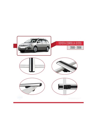 Toyota Corolla E120 2000-2006 Arası İle Uyumlu Basic Model Ara Atkı Tavan Barı Gri 3 Adet