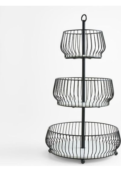 Crate & Barrel Cora Siyah 3 Katlı Meyve Sepeti Saklama Kapları Çok Renkli
