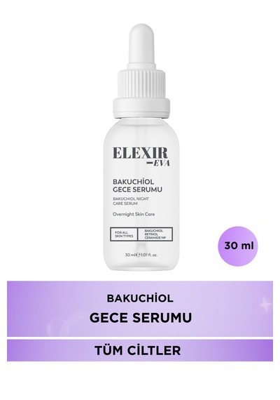 Bakuchıol Gece Serumu Doğal Retinol Alternatifi Yaşlanma Karşıtı Bakım Serumu Gece Cilt Bakımı 30 Ml