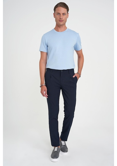 Efor Comfort Fit Beli Lastikli Tek Pileli Dokulu Lacivert Pantolon P 1193 Lacivert