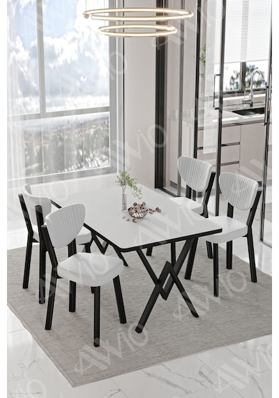 Avvio Carla Elma Sandalye 80x120 Yemek Masası Mutfak Masası 4 Kişilik Masa Sandalye Takım Düz Beyaz Avvio Carla Elma Sandalye 80x120 Yemek Masası Mutfak Masası 4 Kişilik Masa Sandalye Takım Düz Beyaz