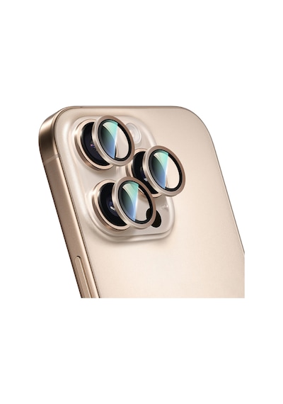 Apple Uyumlu   iPhone 16 Pro Caseworld Sapphire Serisi Anti Reflective Lens Koruyucu Gold