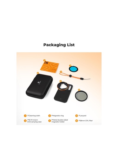 K&f Concept İphone 17 Pro Uyumlu Cpl Filtre + Manyetik Filtre Montaj Adaptörü