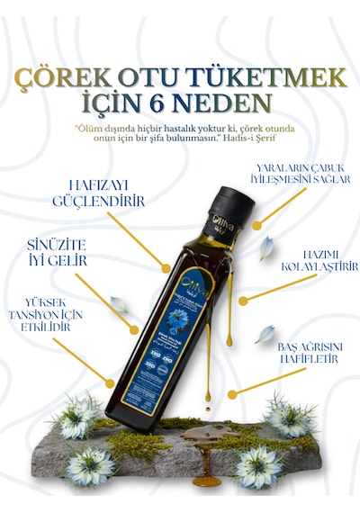 Oiliva Soğuk Sıkım Çörek Otu Yağı 250ml 2x %100 Doğal Katkısız Thymoquinone Zengin Cam Şişe Sıvı 250 ML
