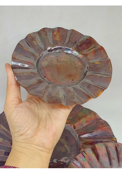 Dekoratif Otantik El Yapımı Bakır Tabak Küçük Boy