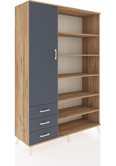Hyperion Dolap 9 Raflı 3 Çekmeceli 3 Kapaklı 132x44x195 Çam-antrasit/antrasit Antrasıt/antrasıt