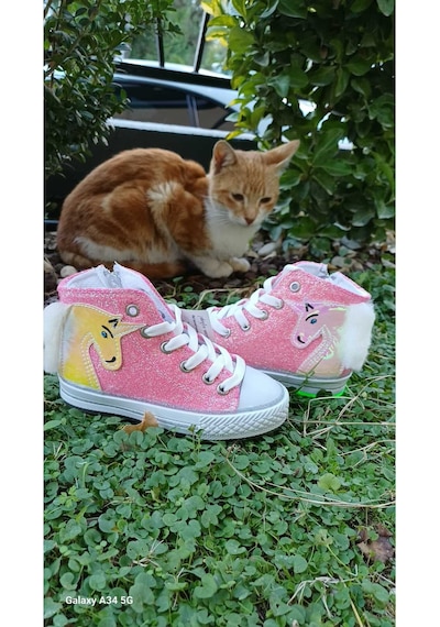 Scarpe Magiche Pembe Simli Unicorn Bot 31-35 Numara Arası Işıksızdır Pembe Simli