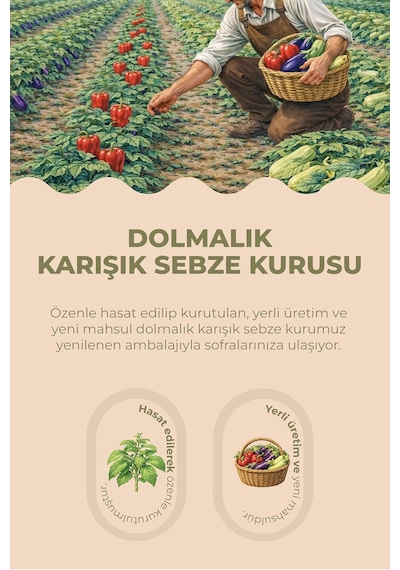 Antep Pazarı Dolmalık Karışık Kurutmalık Tatlı Biber-patlıcan-kabak Adet, 25 10'lu Set