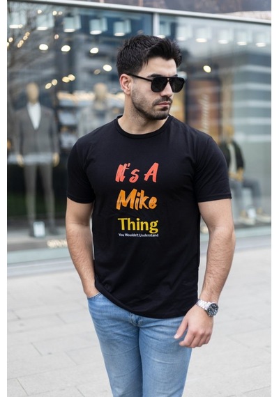 Erkek It Is A Mike Thing Baskılı Erkek T-shirt Siyah