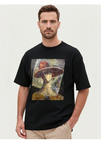 Sanat Oversize Unisex T-shirt Siyah