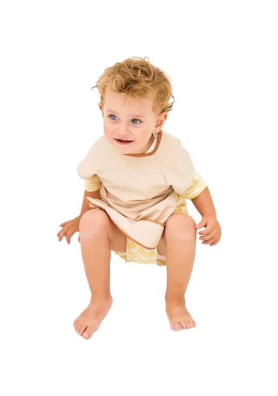 Kısa Kollu Su Geçirmez Bebek Mama, Oyun Ve Aktivite Önlüğü Bej