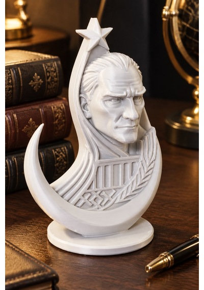 Ay Yıldızlı Atatürk Figürlü Dekoratif Mini Biblo
