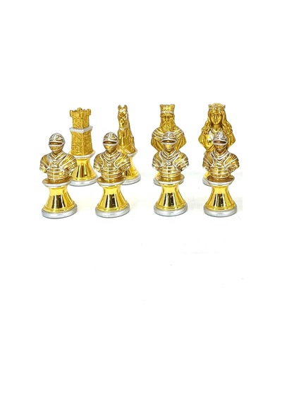Orta Çağ Temalı Kurşun Satranç Taş Seti – Gold & Silver