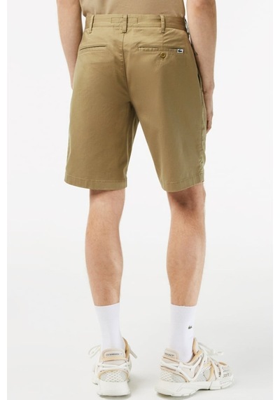 Lacoste Men's Slim Fit Organic Cotton Bermuda Shorts Erkek Dar Kesim Pamuk Bermuda Şort Bej