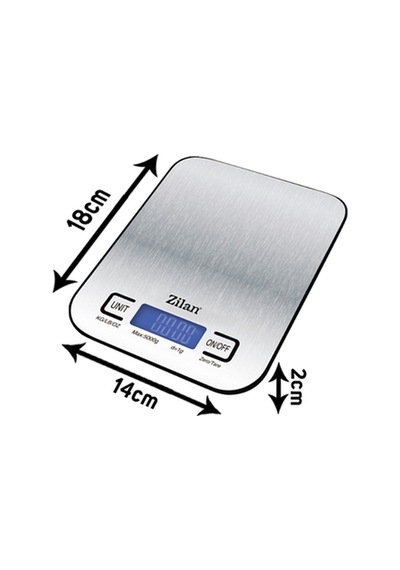 Zln2984 Inox Dijital Mutfak Tartısı 5 Kg Hassas Ölçüm Otomatik Kapanma Pil Dahil Gri - Inox